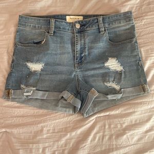 pacsun distressed high waist super stretch shorts